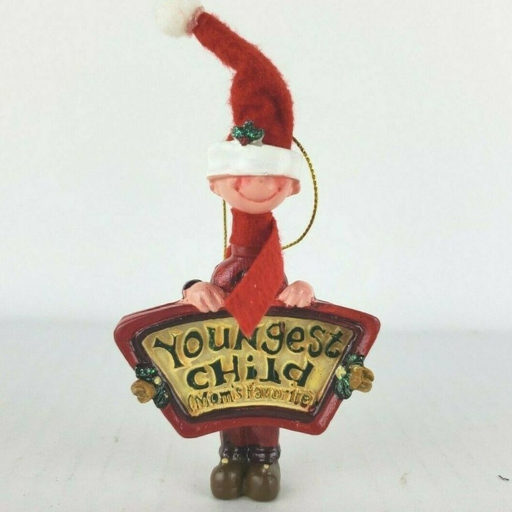 Kurt Adler 5" Hanging Christmas Tree Ornament “Youngest Child - Mom’s Favorite”